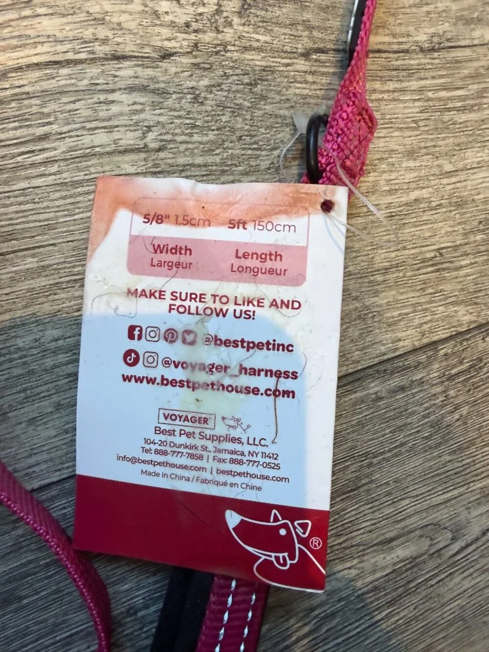 5’ Long Leash NWT Pink Dog Leash Cat Leash Pet Voyager